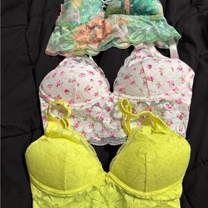 Floral and Lace Victoria’s Secret & Pink Bralette Set